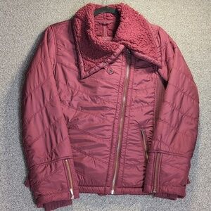 Prana Diva Sherpa Lined Jacket Full Zip Size Medium in Maroon
